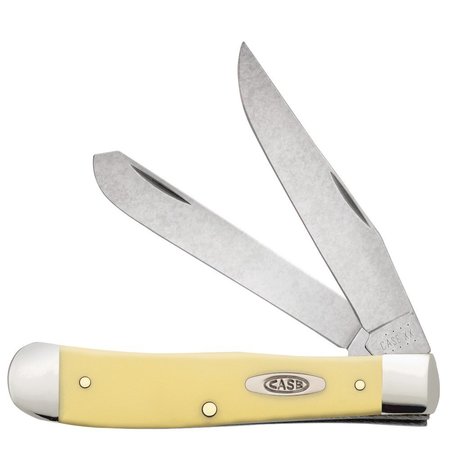 CASE CUTLERY Knife, Yellow Synthetic Smooth Trapper 00161